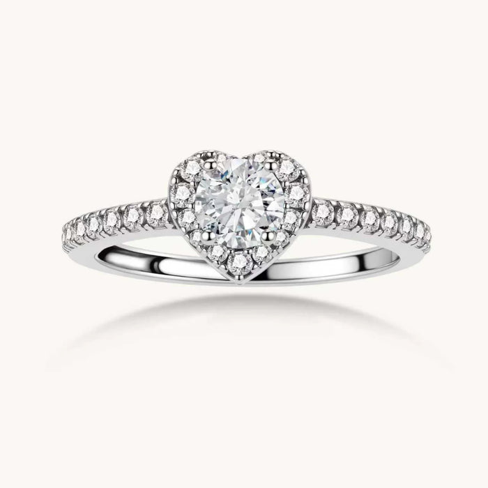 Heart Halo Moissanite Ring